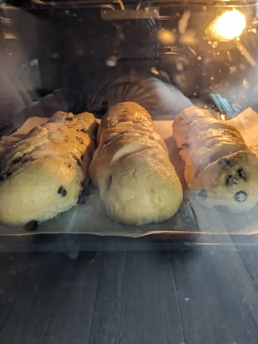 French 'baguettes viennoises' with chocolate Baguette viennoises